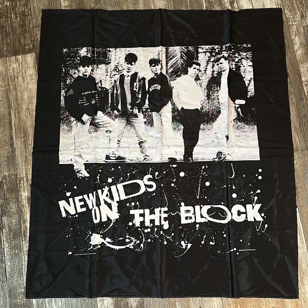 Vintage 1989 New Kids on the Block Fabric Tapestry Wall Hanging
